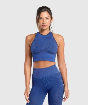 Gymshark Sport Seamless Cropped Tank - Force Blue/Pastel Blue