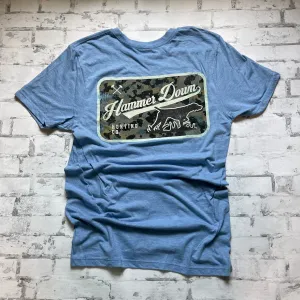 Hammer Down "Dog Camo Field" Short Sleeve T-shirt - Light Blue