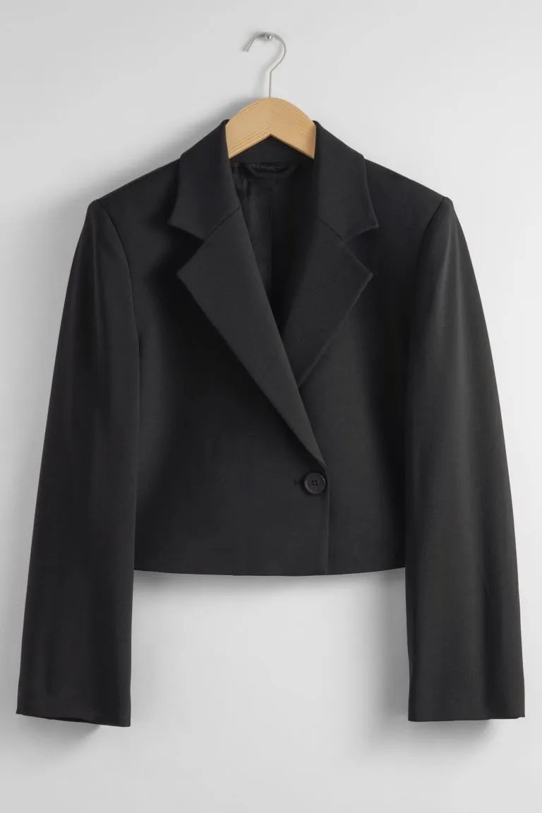 H&M cropped jacket, black