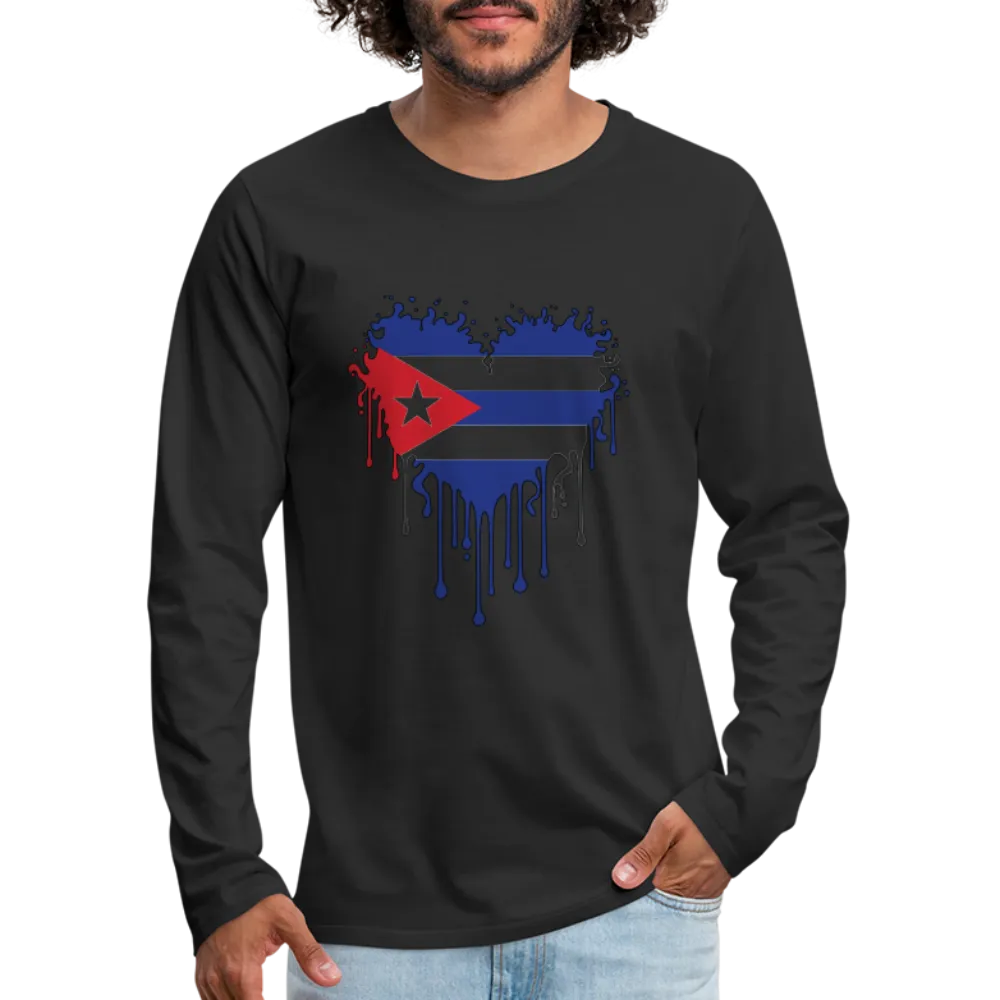 Heart of Cuba Flag Men's Premium Long Sleeve T-Shirt