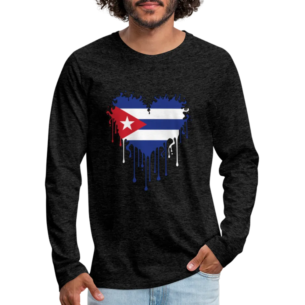 Heart of Cuba Flag Men's Premium Long Sleeve T-Shirt