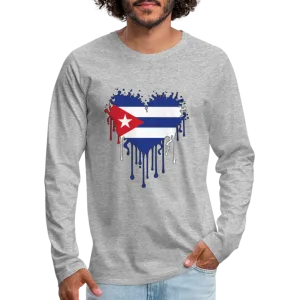 Heart of Cuba Flag Men's Premium Long Sleeve T-Shirt