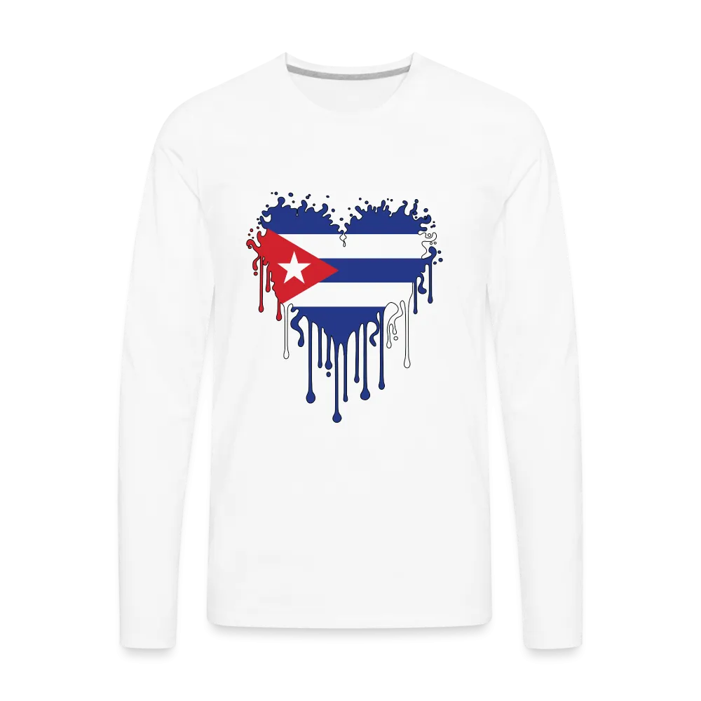 Heart of Cuba Flag Men's Premium Long Sleeve T-Shirt