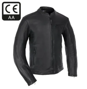 Henlow Mens Black Leather Biker Jacket by Oxford