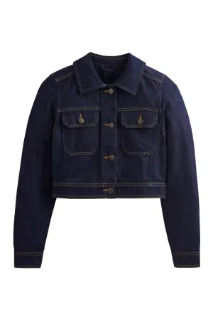 Indigo Cropped Casual Cotton Jacket