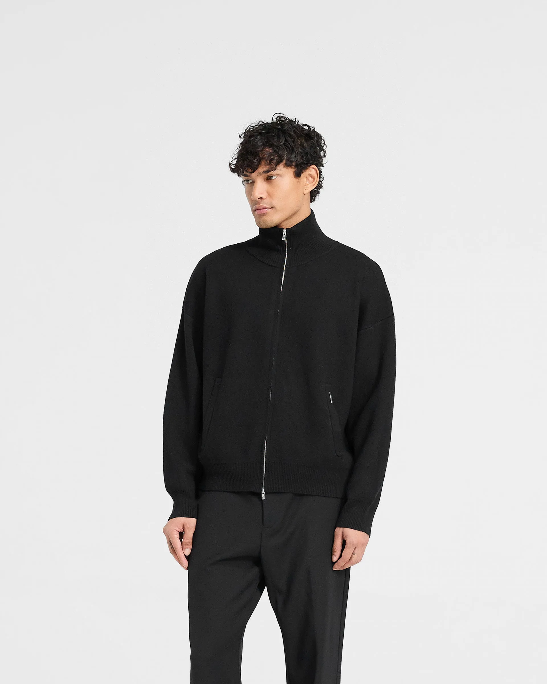 Initial Knitted Track Jacket - Jet Black