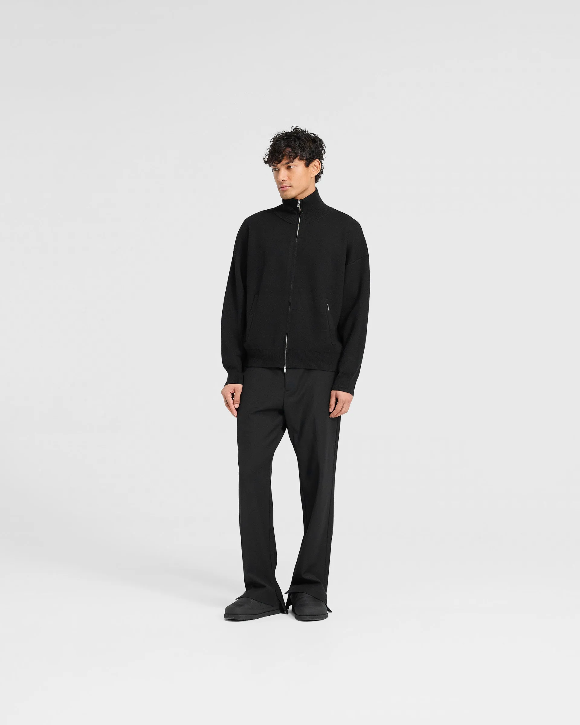 Initial Knitted Track Jacket - Jet Black