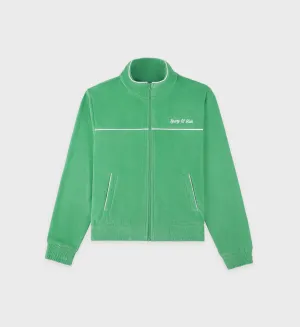 Italic Logo Velour Track Jacket - Verde/White