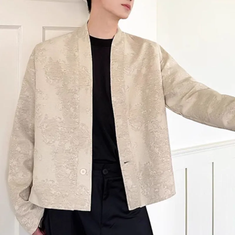 Jacquard V-neck Cropped Jacket