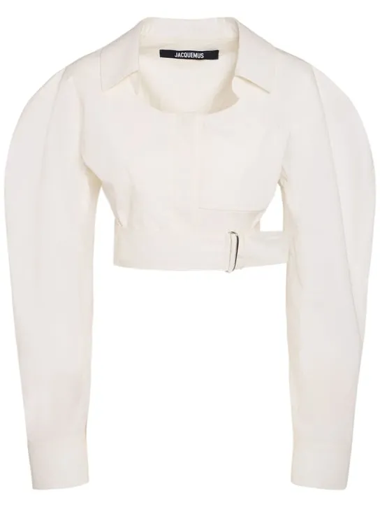 Jacquemus   La Chemise Obra cotton poplin crop shirt 