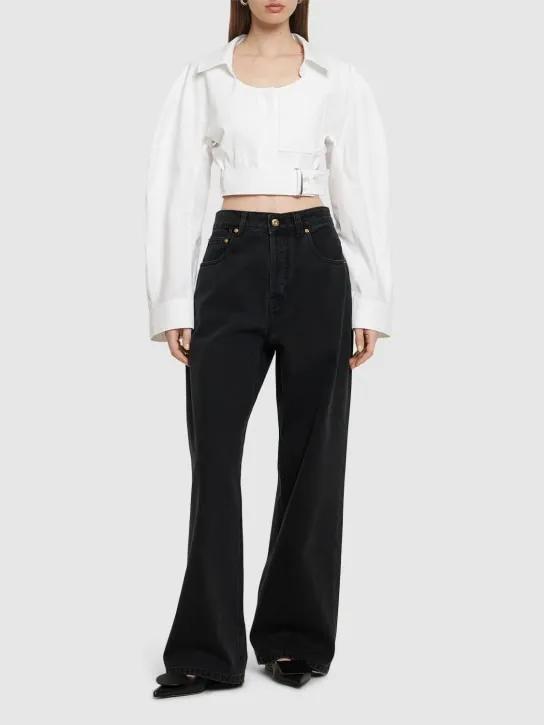 Jacquemus   La Chemise Obra cotton poplin crop shirt 