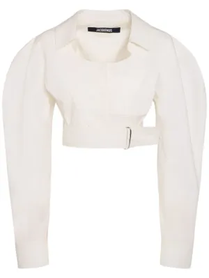 Jacquemus   La Chemise Obra cotton poplin crop shirt 