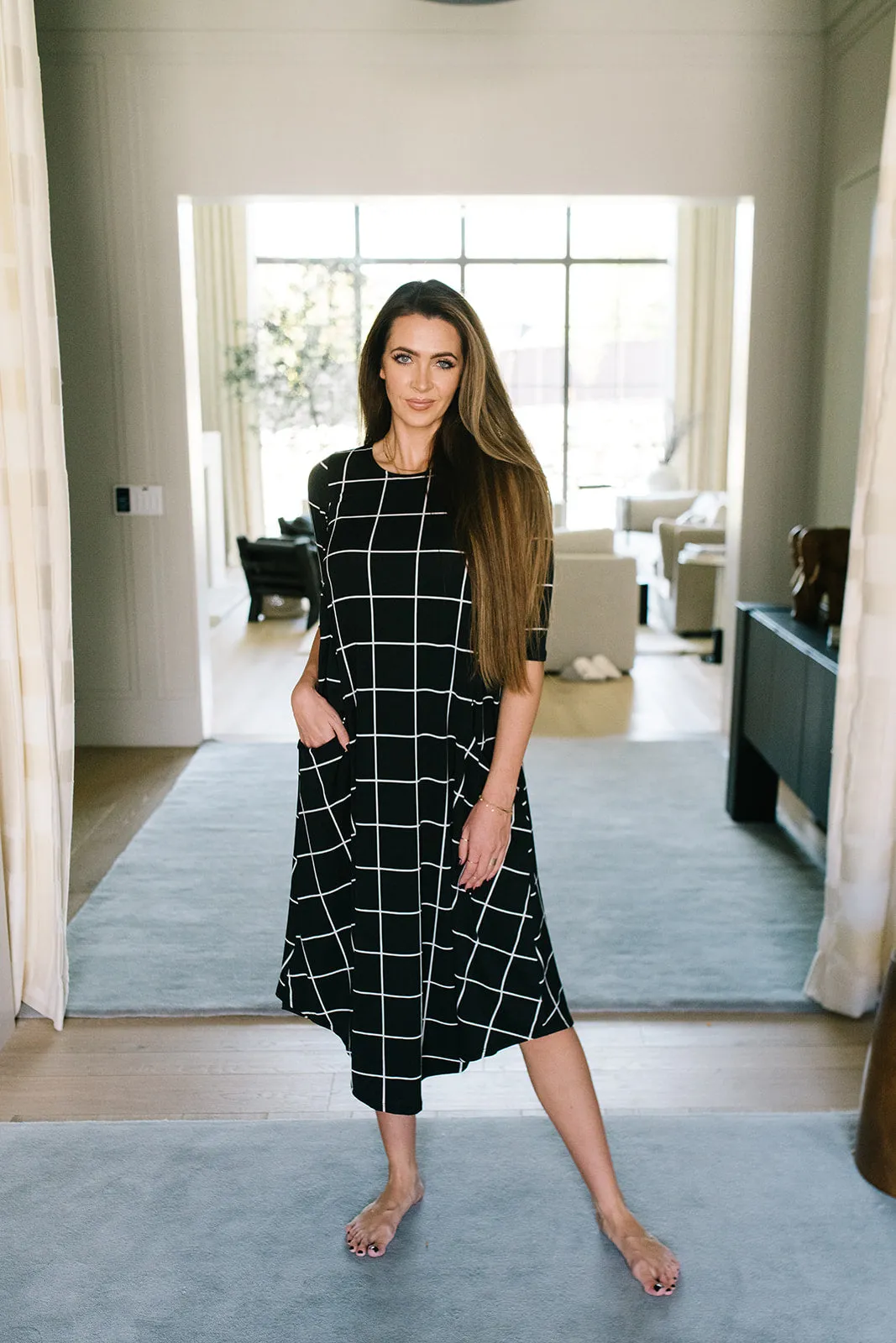 Jessi Dress Black Grid