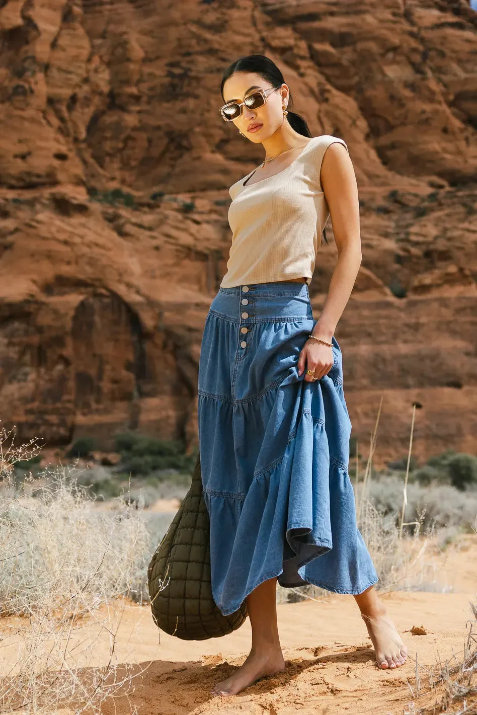 Joannie Tiered Denim Skirt