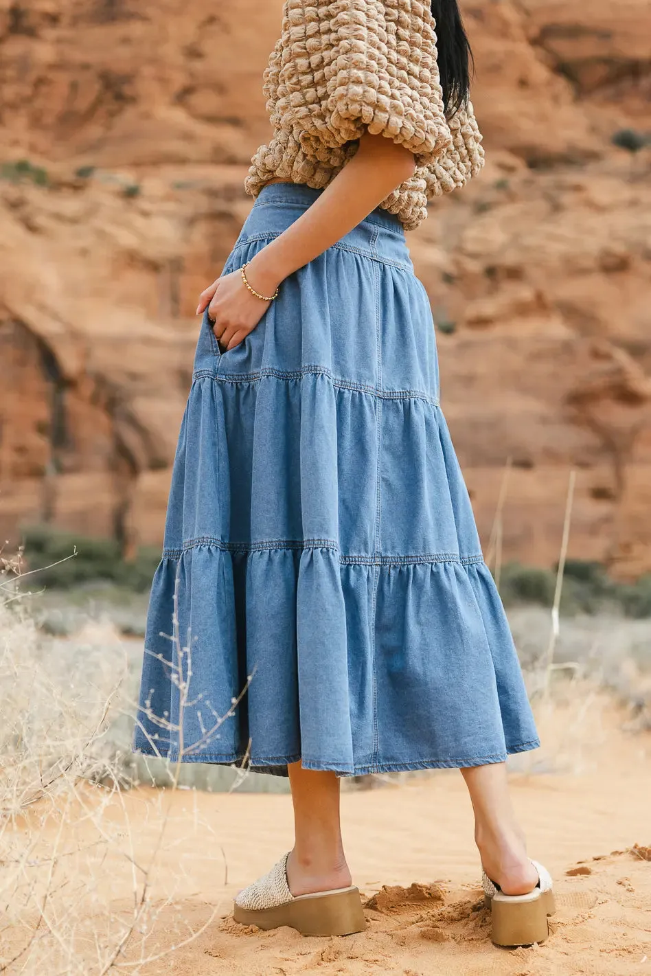 Joannie Tiered Denim Skirt