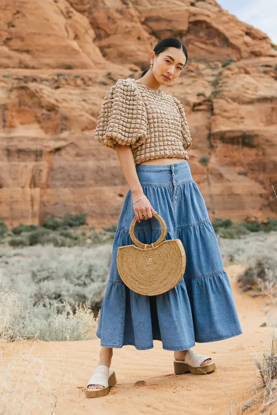 Joannie Tiered Denim Skirt