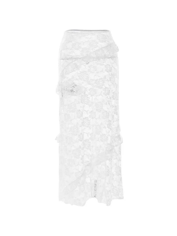 Joskaa See Through Lace Midi Skirt