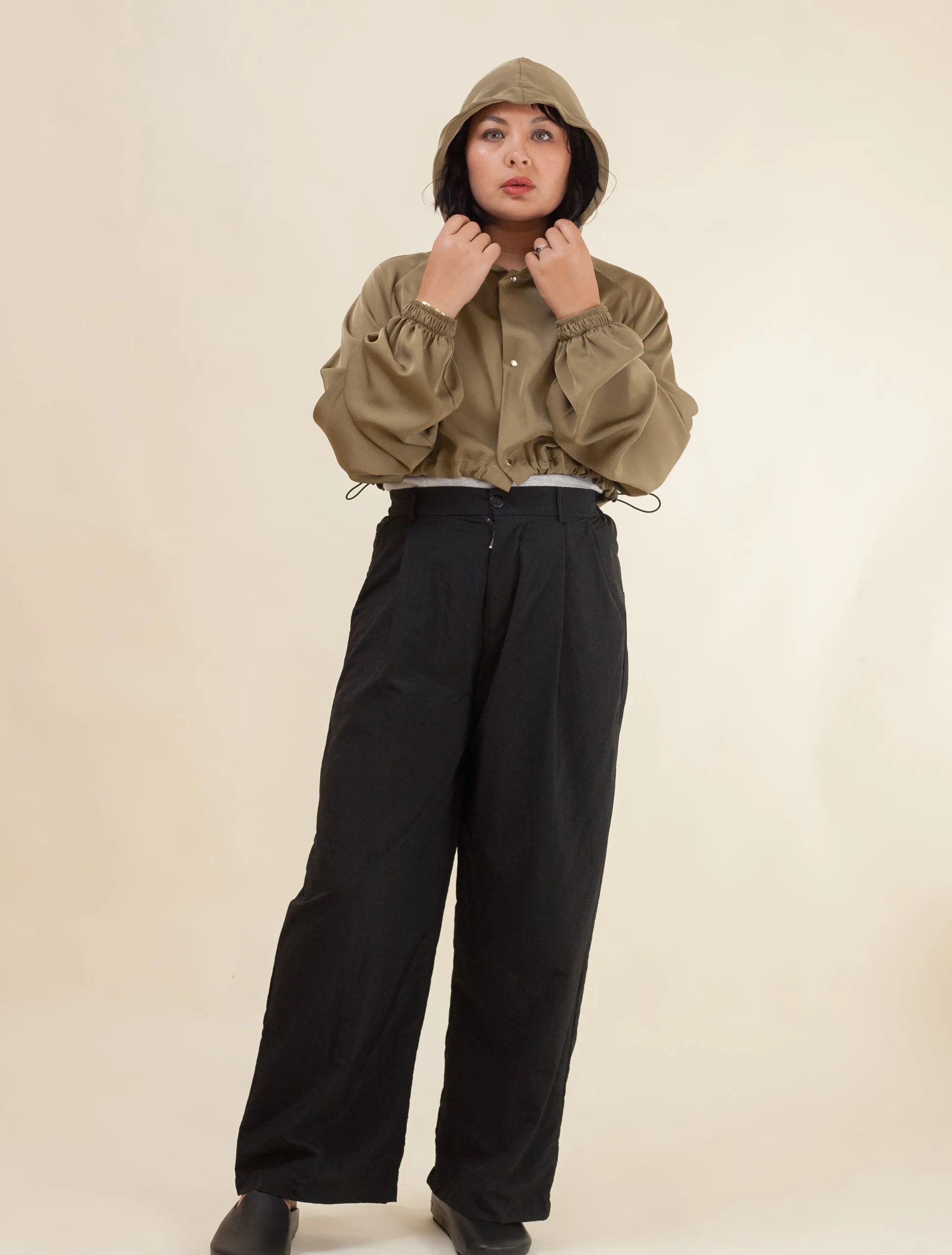 Keiko Cropped Twill Jacket  (Avocado)