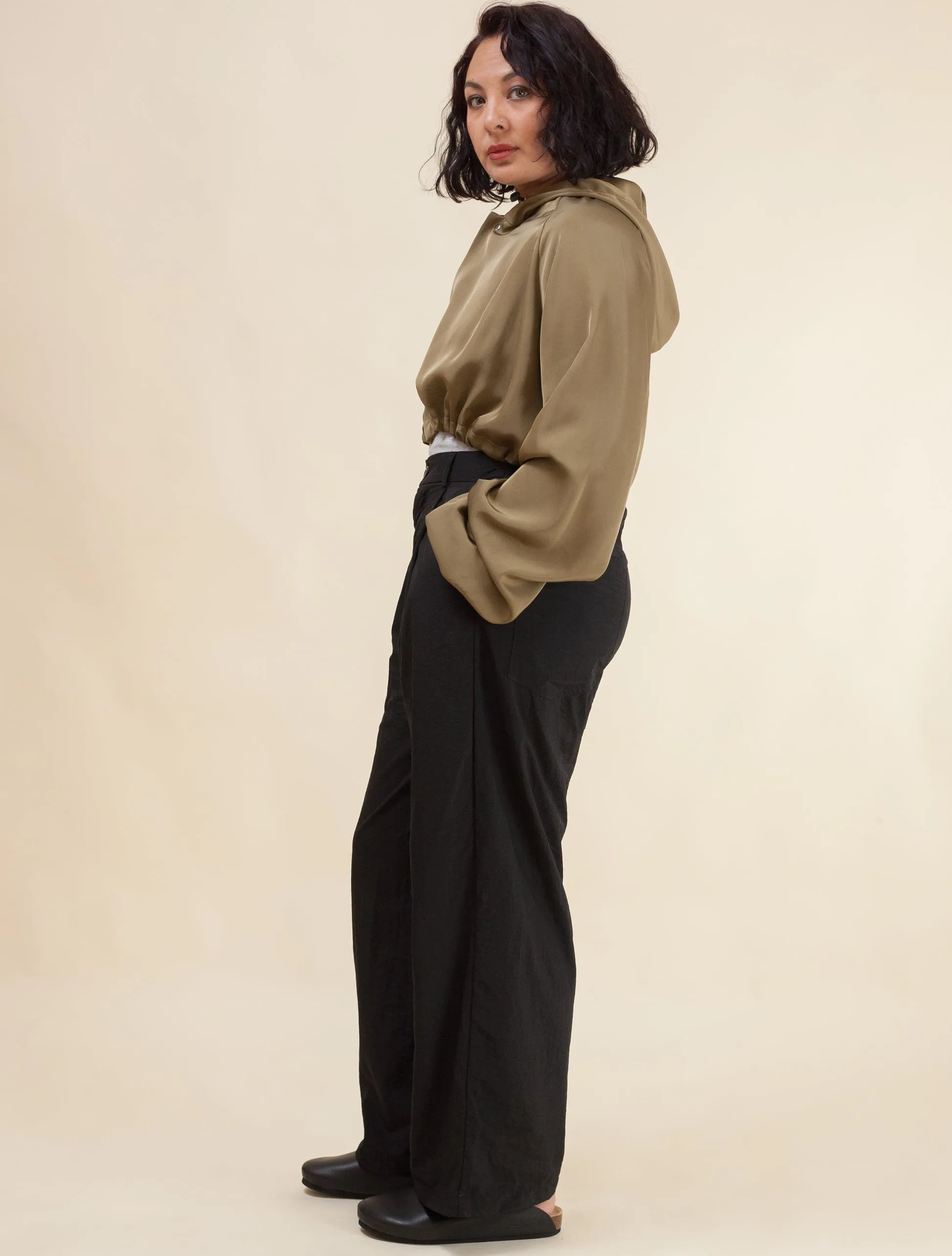 Keiko Cropped Twill Jacket  (Avocado)