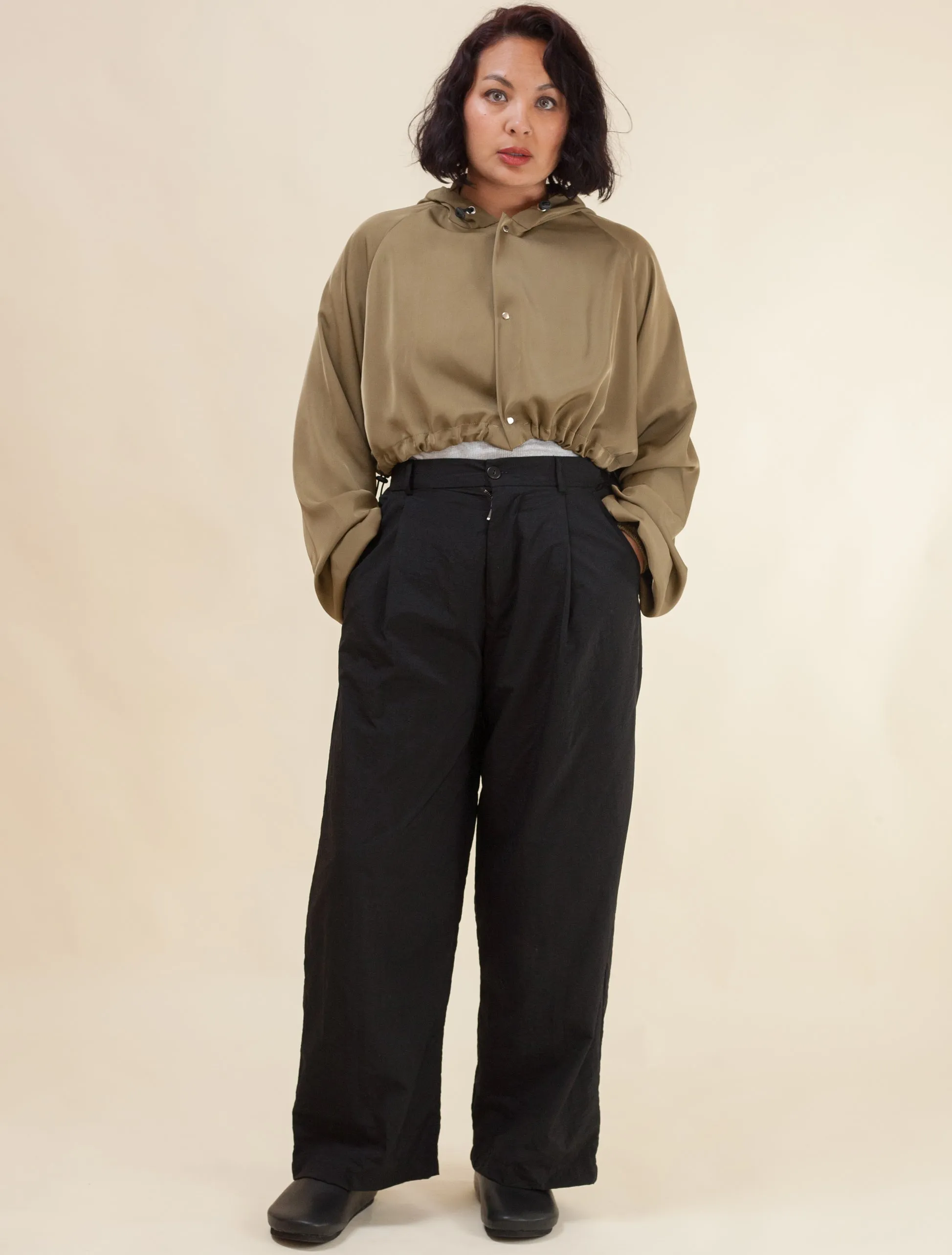 Keiko Cropped Twill Jacket  (Avocado)