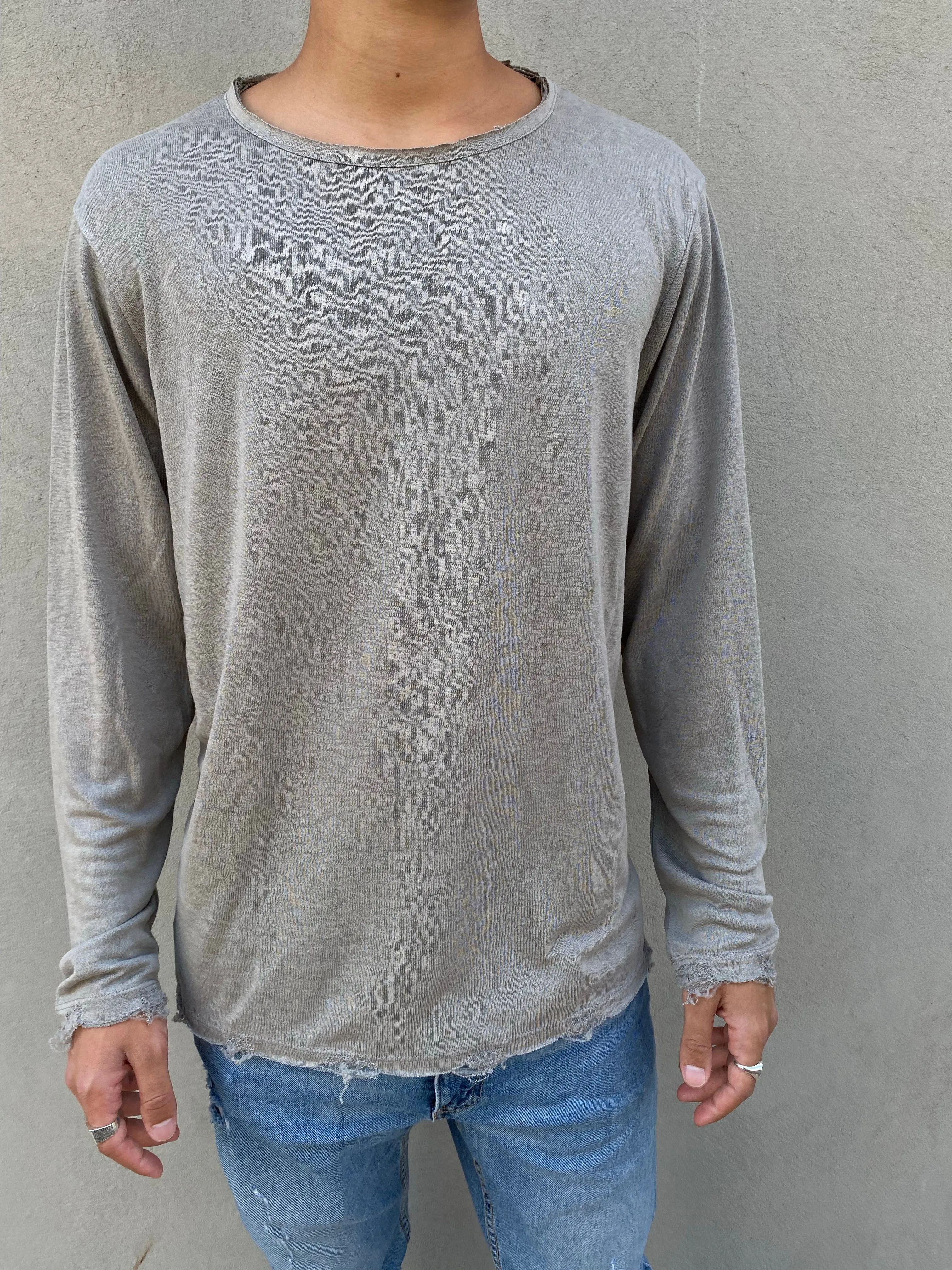 LINEN LONG SLEEVE SHIRT - GRAY