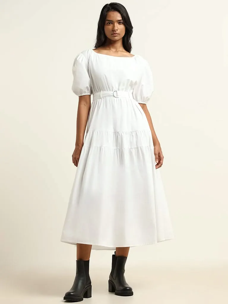 LOV White Tiered A-Line Dress