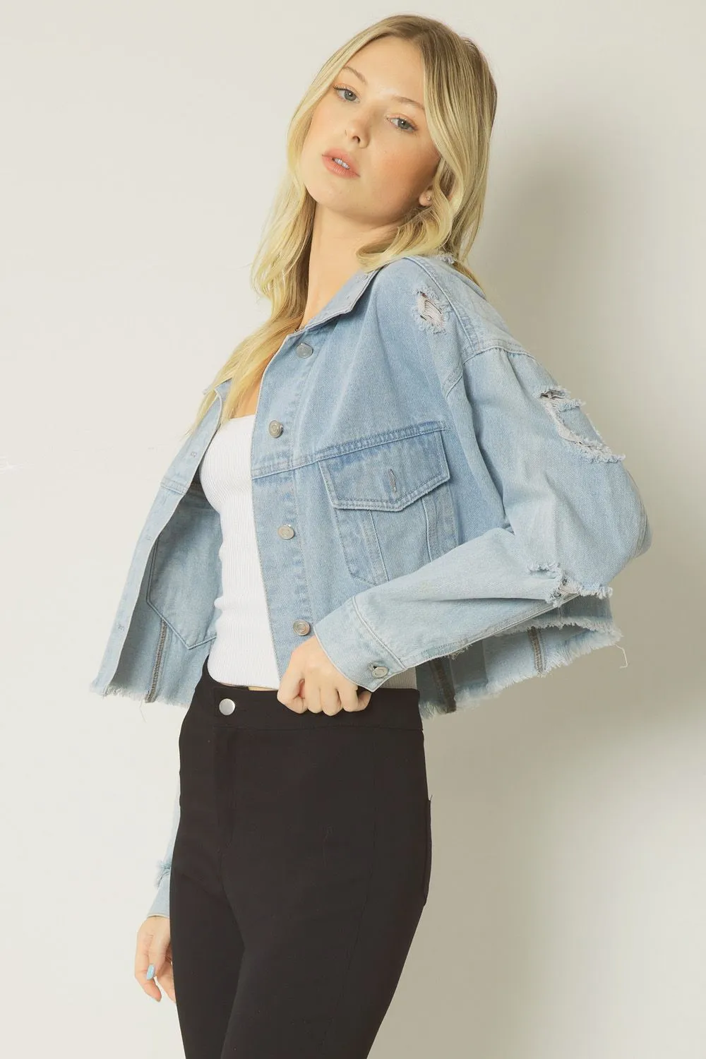 Make You Feel Pretty Cropped Denim Jacket