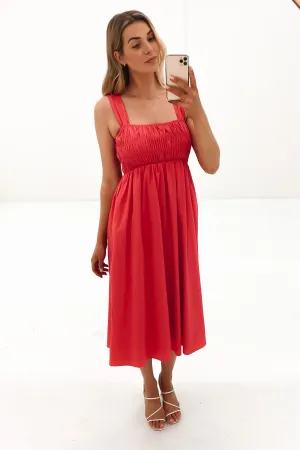 Mandie Midi Dress Red