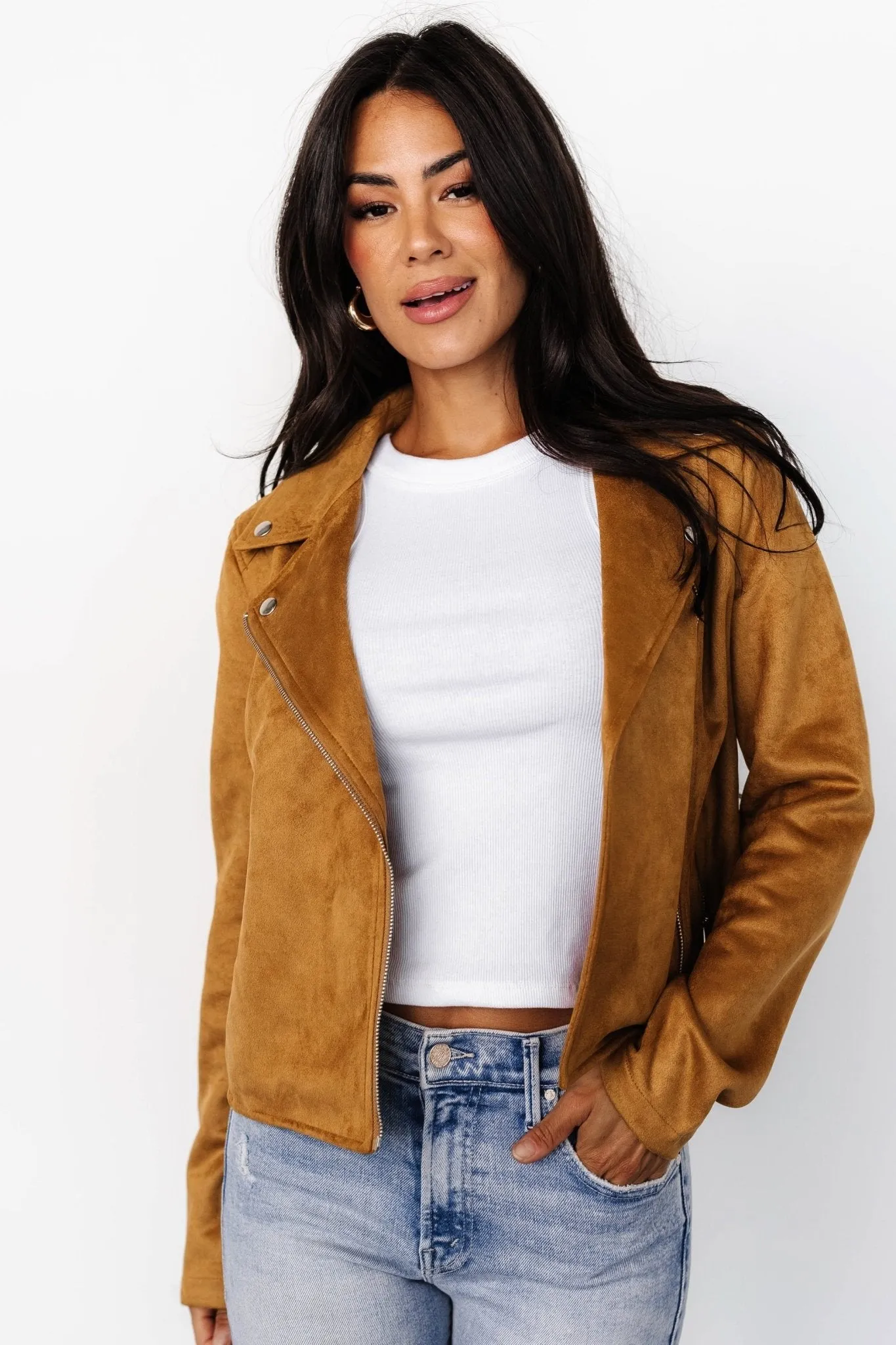 Marisa Faux Suede Jacket | Saffron