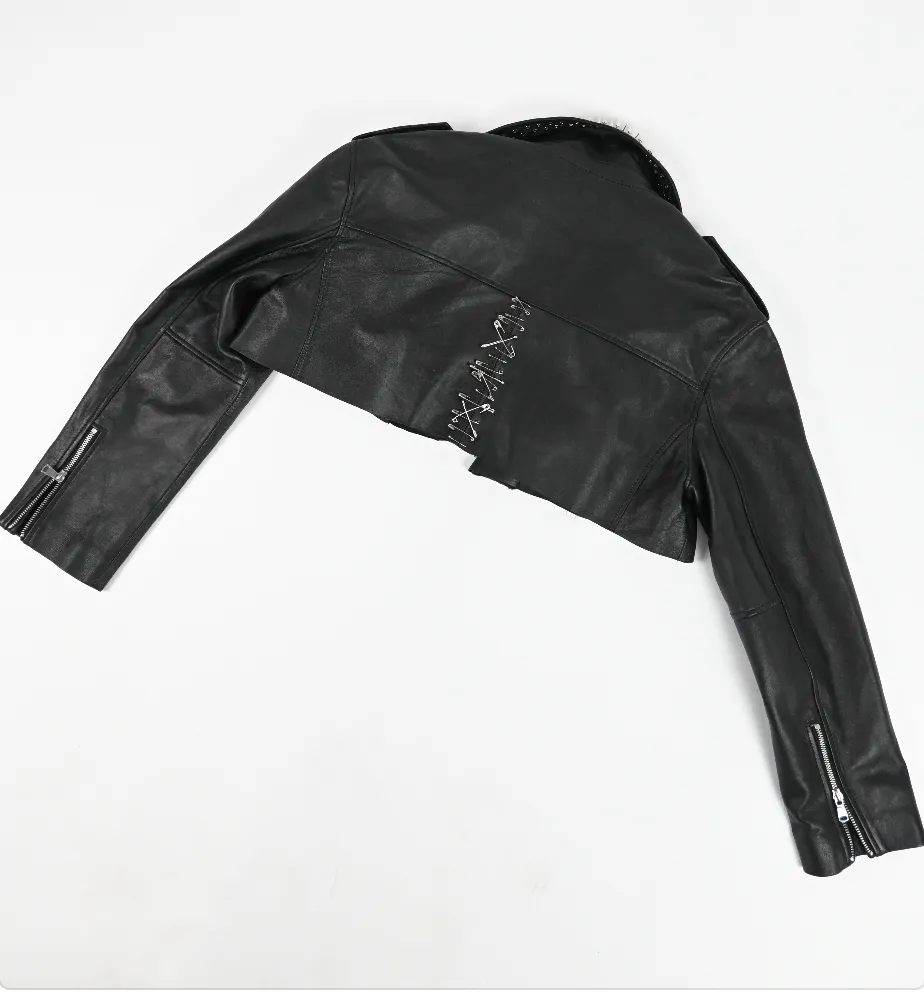 ME TO YOU Leather cropped safety pin  jacket