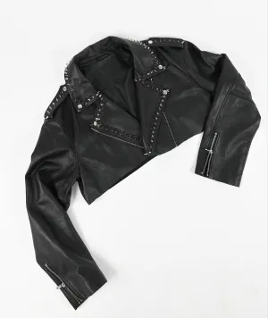 ME TO YOU Leather cropped safety pin  jacket