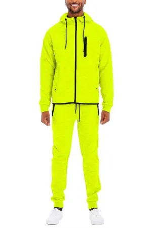 Mens Full Zip Solid Color Track Sets Jogging Suits