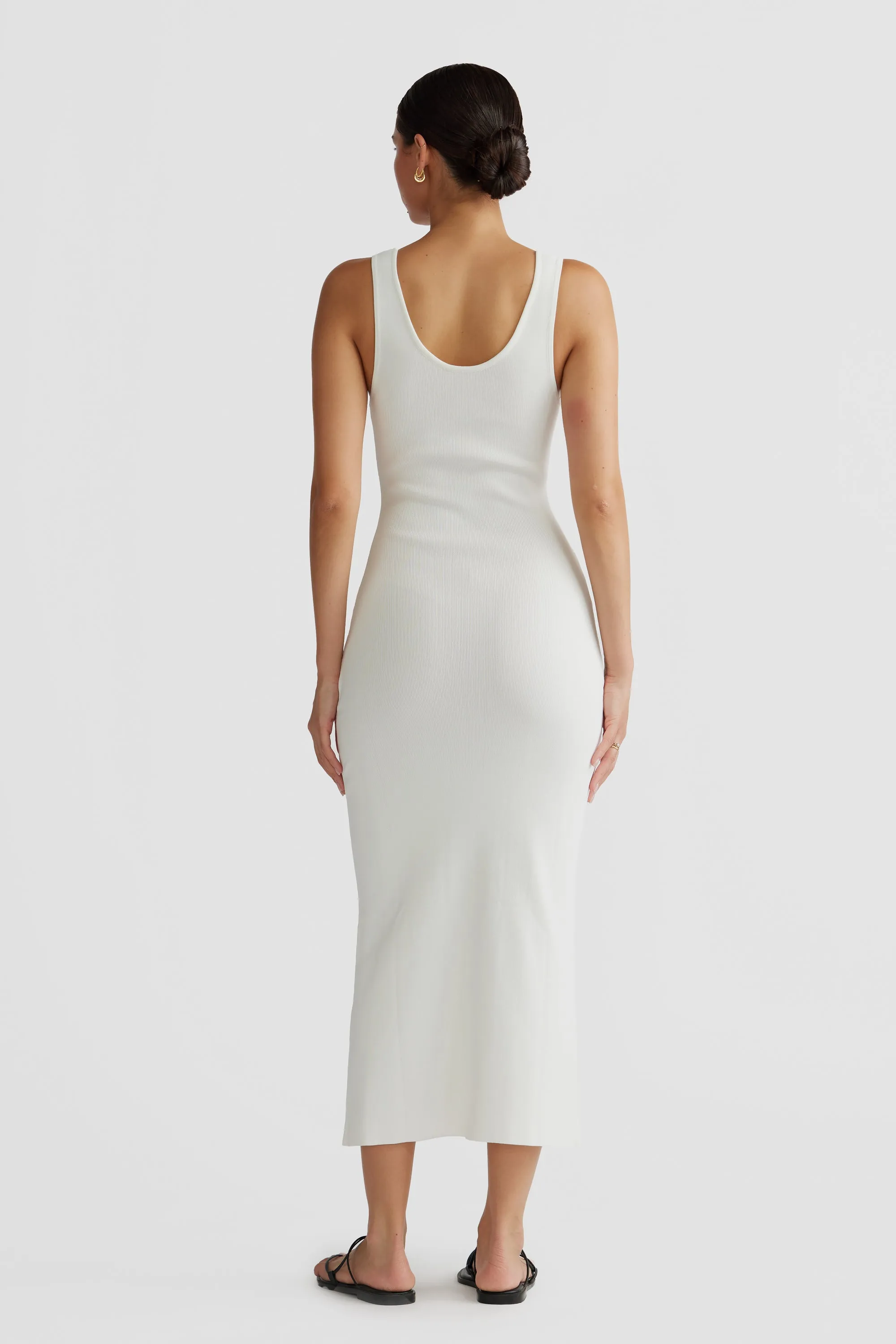 Mia Knit Midi Dress White