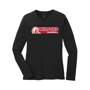 Milford Baseball 2022 - Ladies Core Cotton LS Tee (Black)