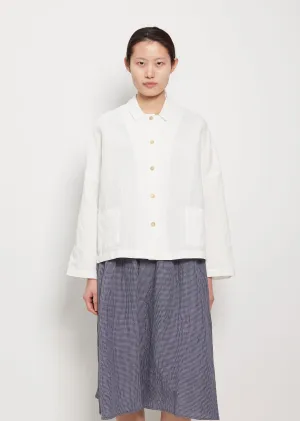 Mini Collar Linen Cotton Jacket — Milk