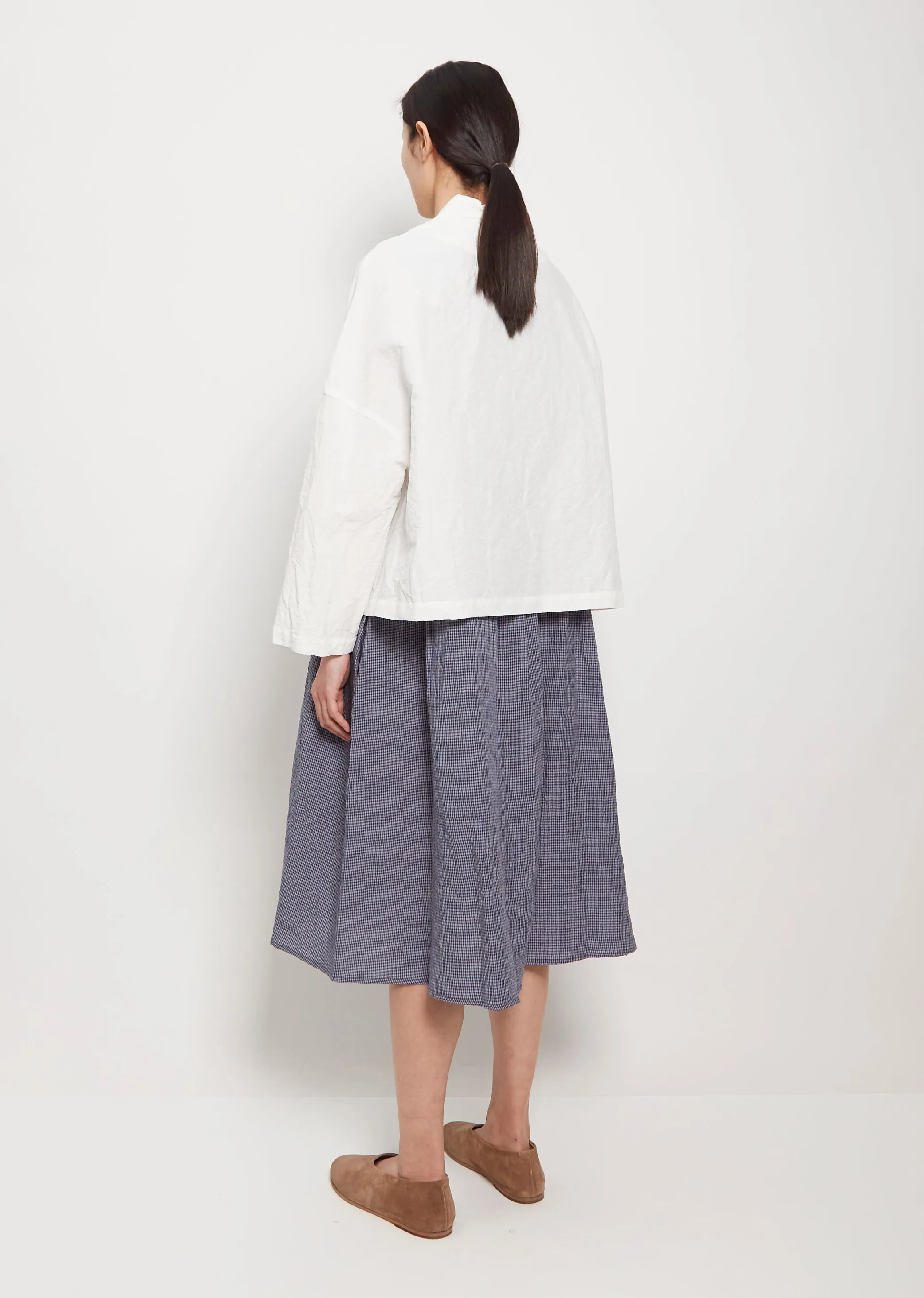 Mini Collar Linen Cotton Jacket — Milk