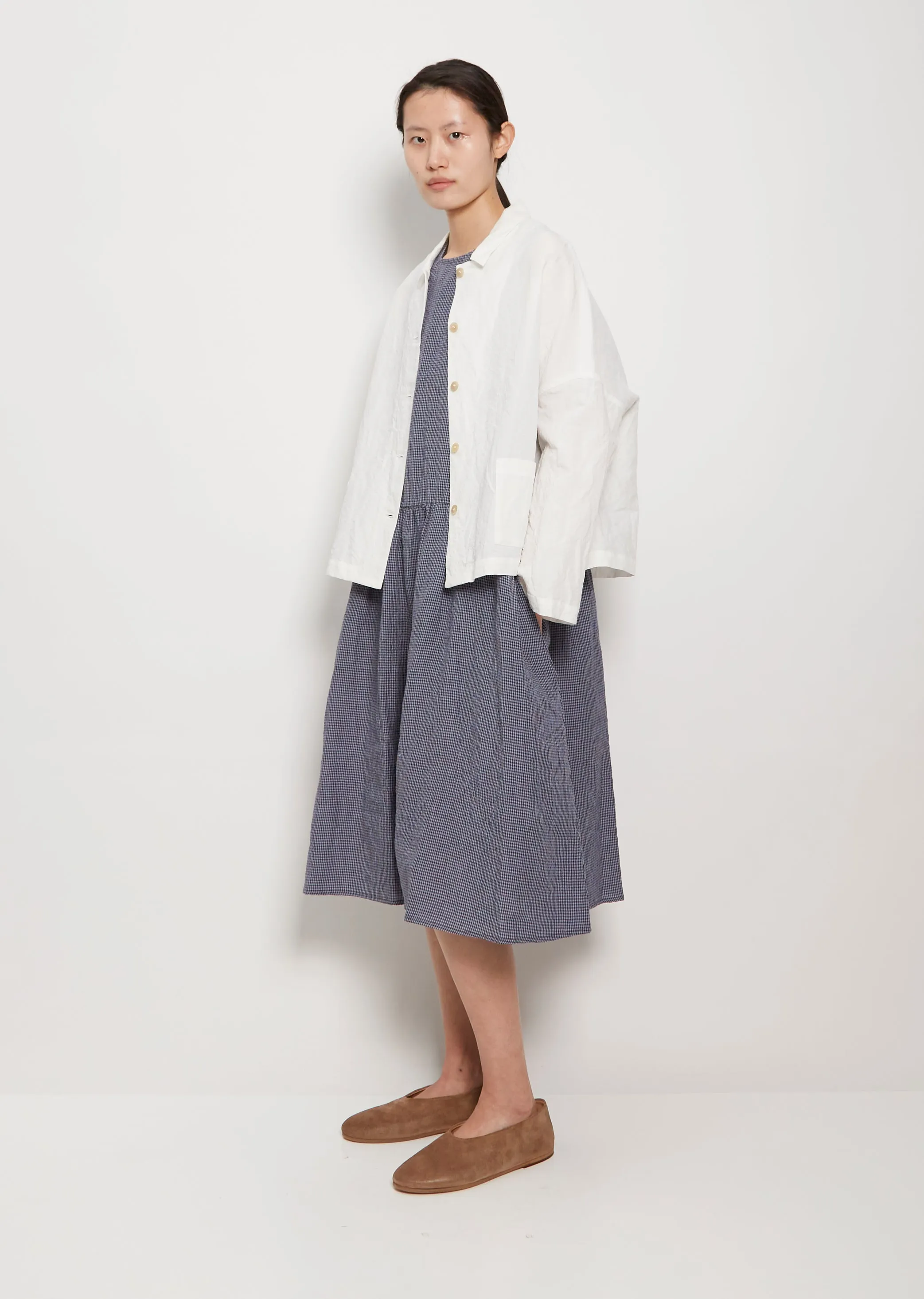 Mini Collar Linen Cotton Jacket — Milk