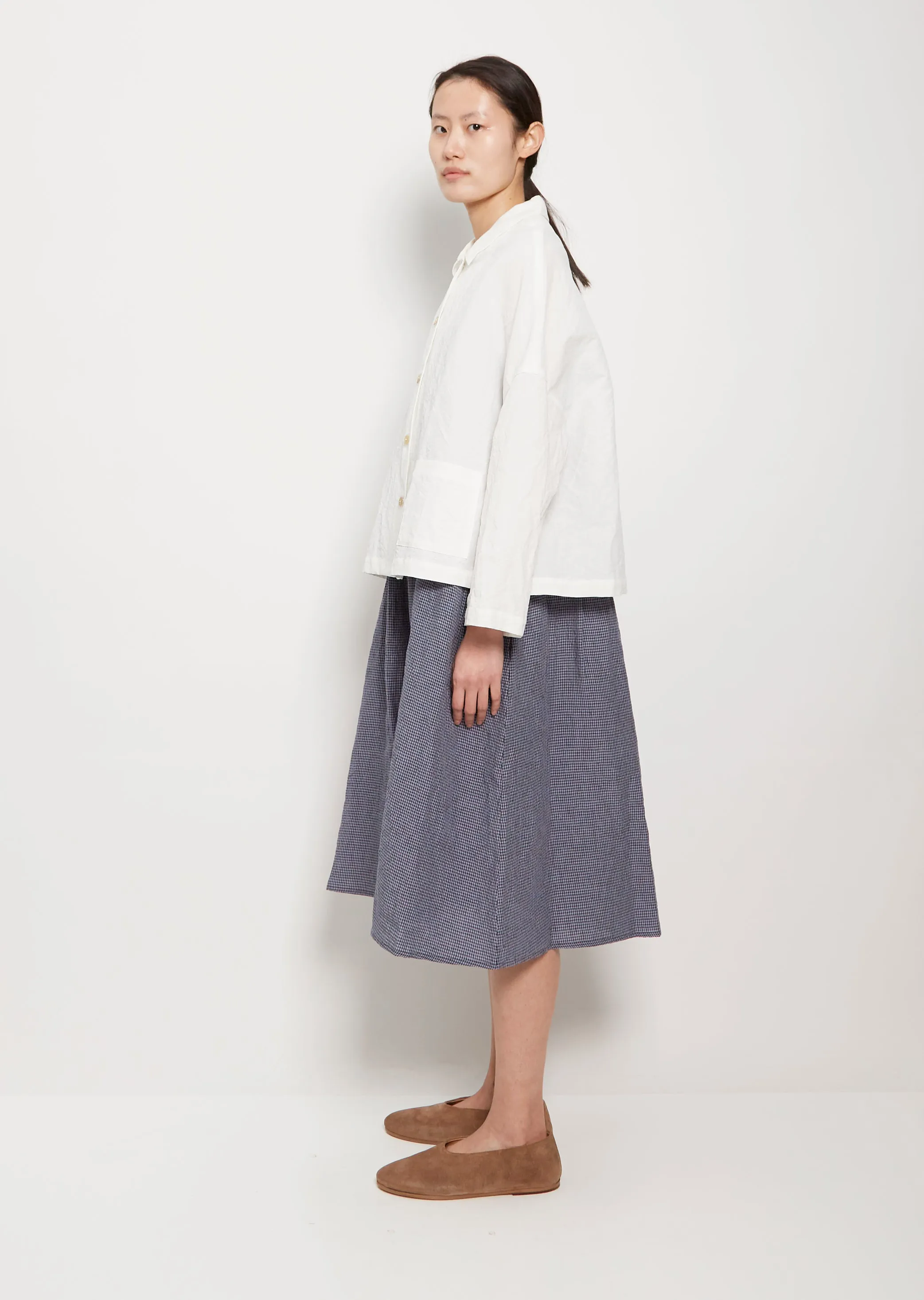 Mini Collar Linen Cotton Jacket — Milk