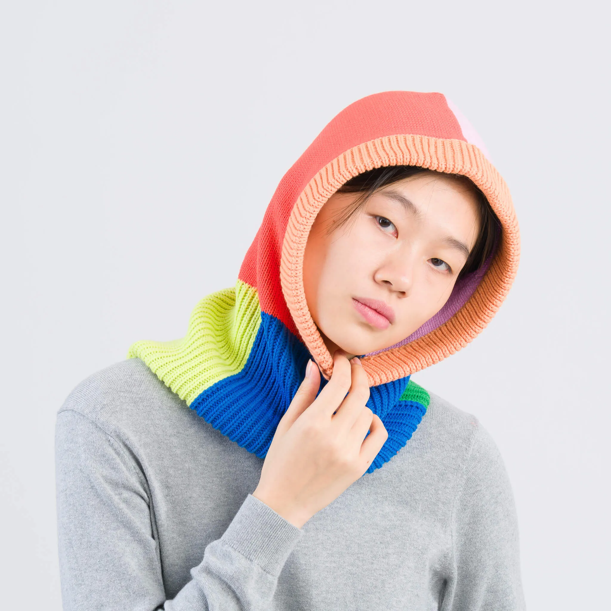 Mismatch Knit Hood