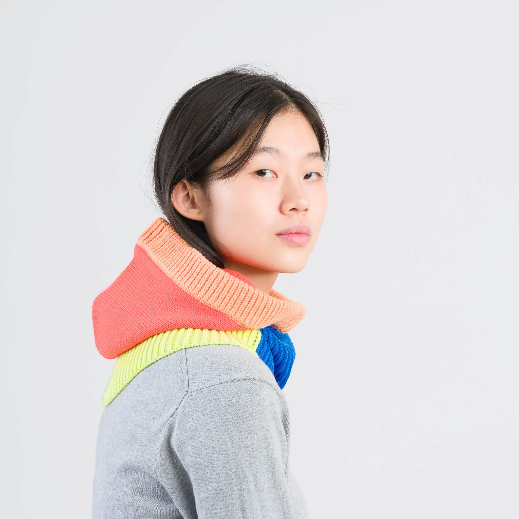 Mismatch Knit Hood