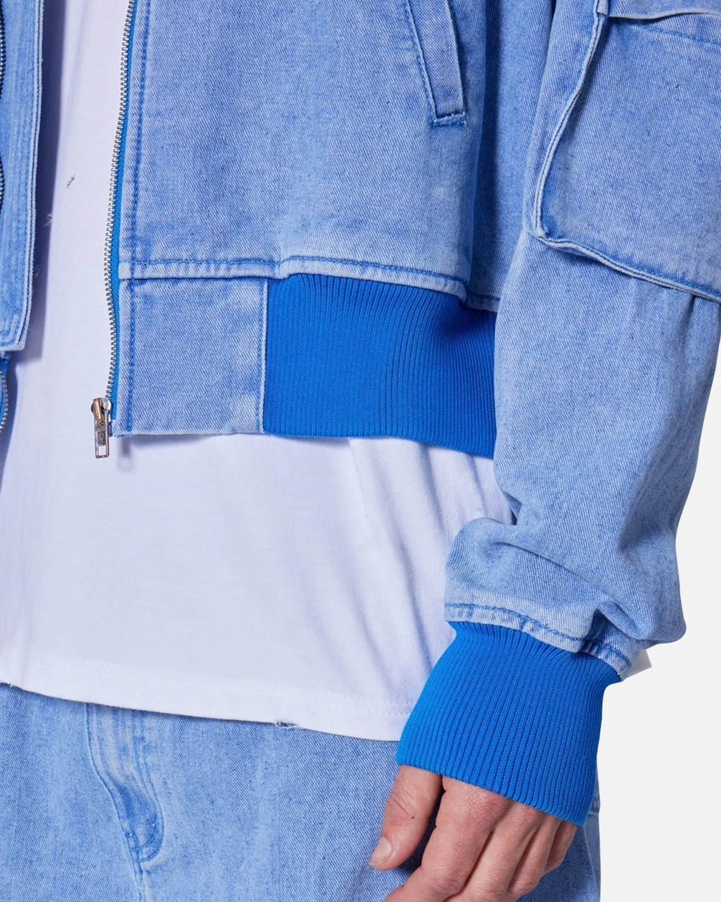 MNML Cropped Denim Jacket Blue