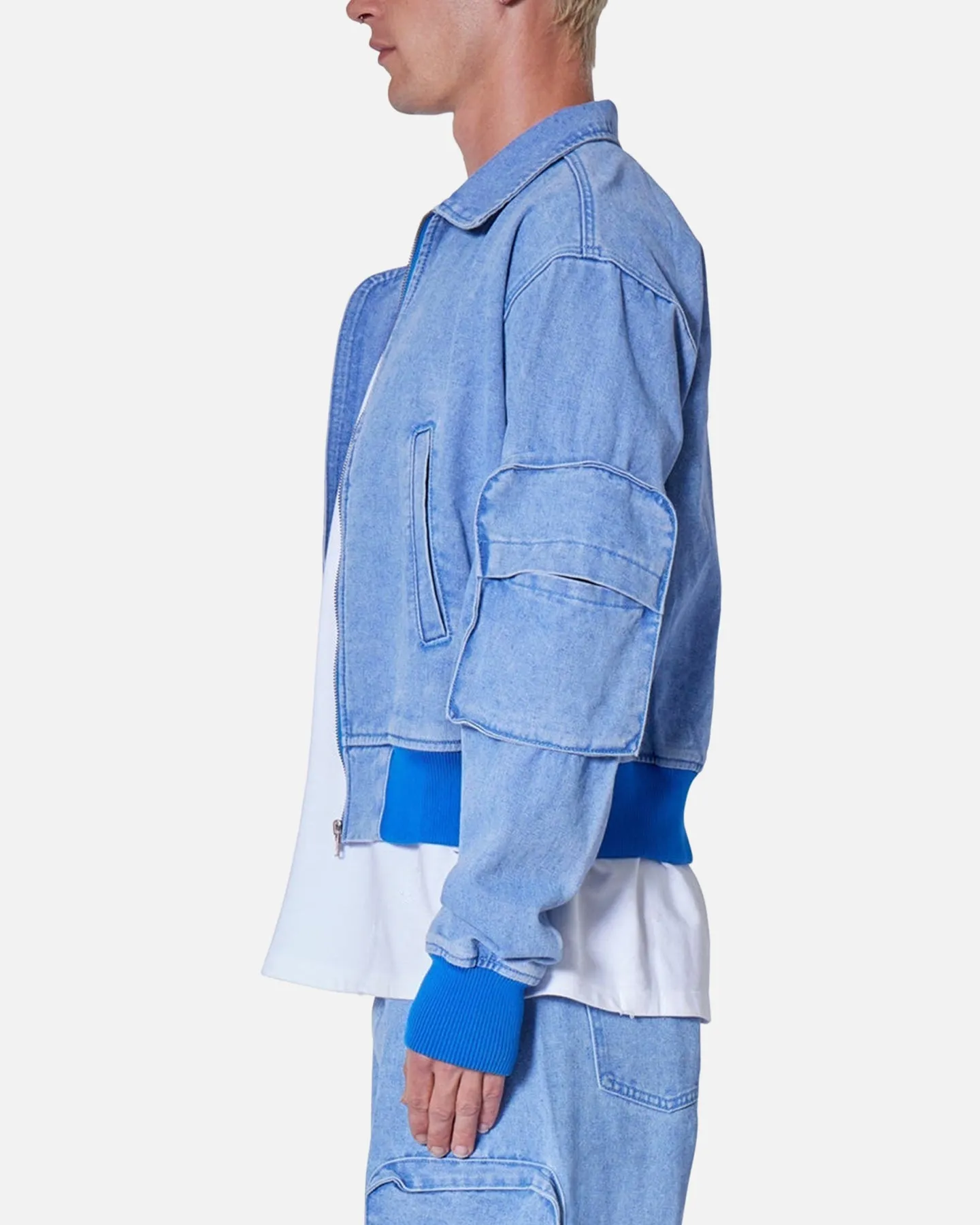 MNML Cropped Denim Jacket Blue