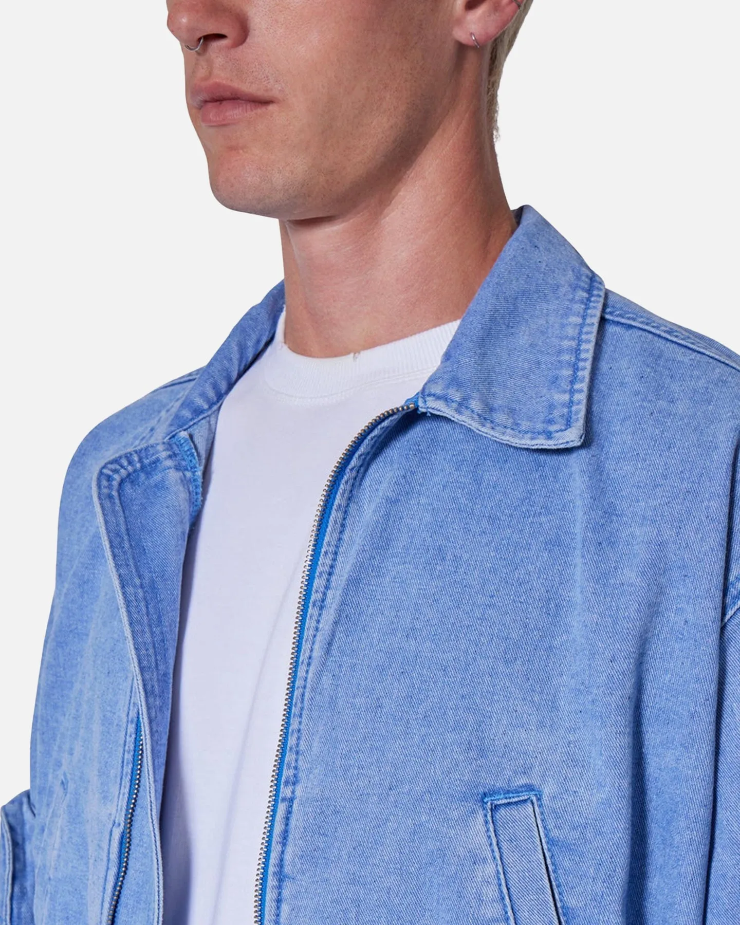 MNML Cropped Denim Jacket Blue