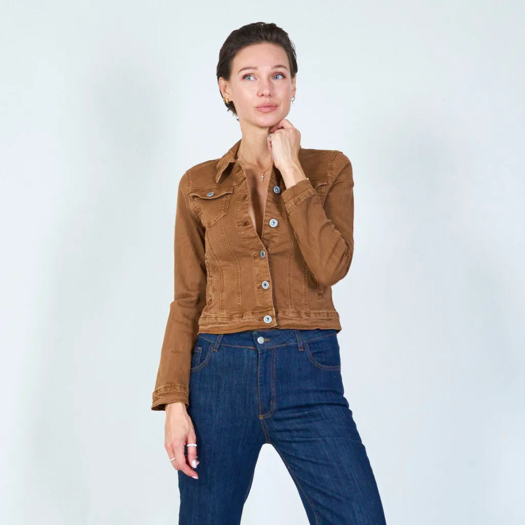 Modern fit cropped denim jacket wholesale