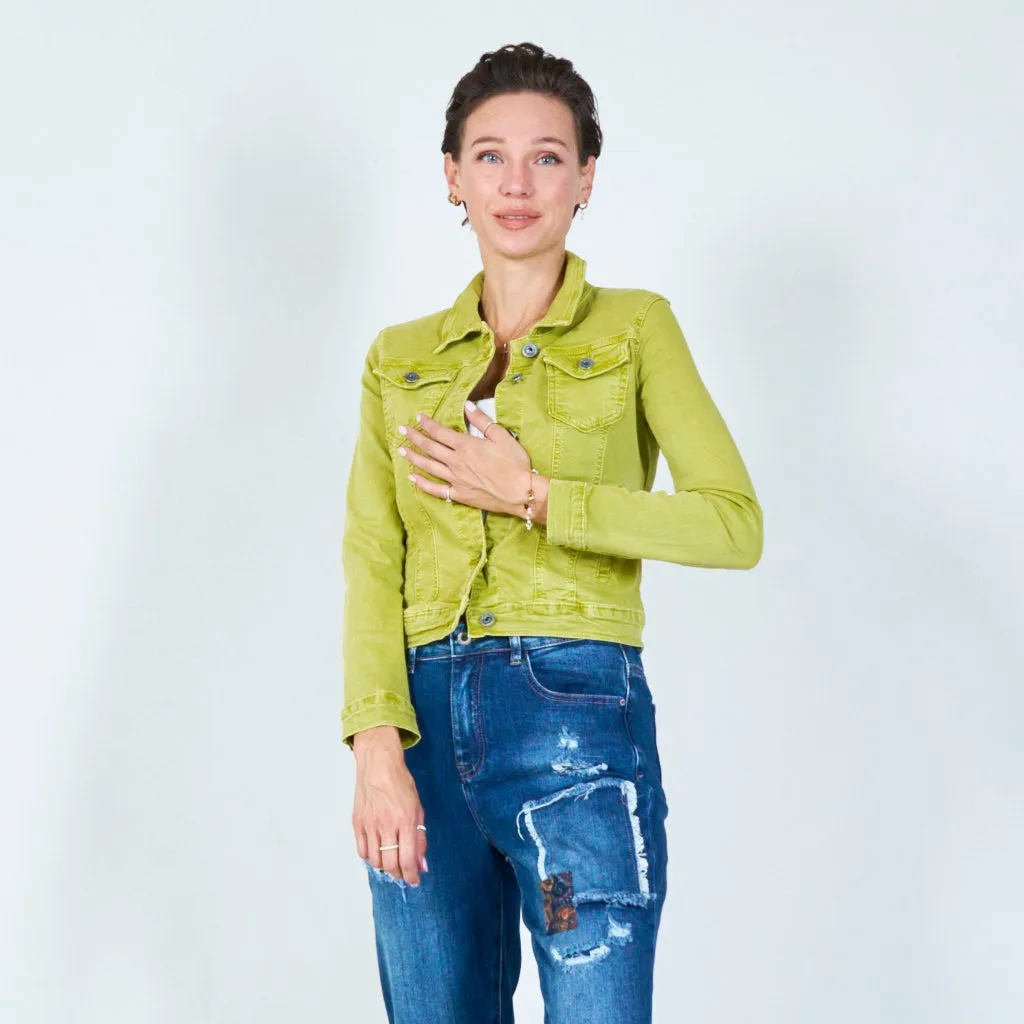 Modern fit cropped denim jacket wholesale