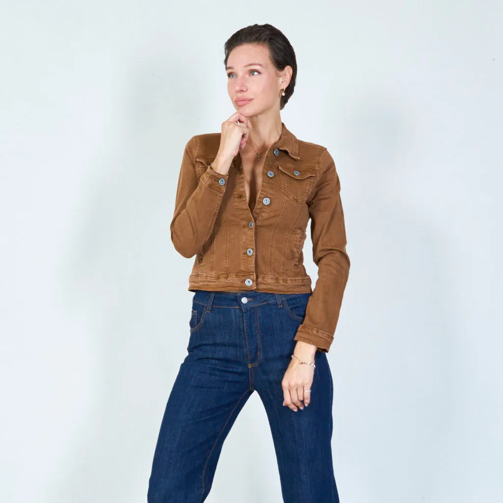 Modern fit cropped denim jacket wholesale