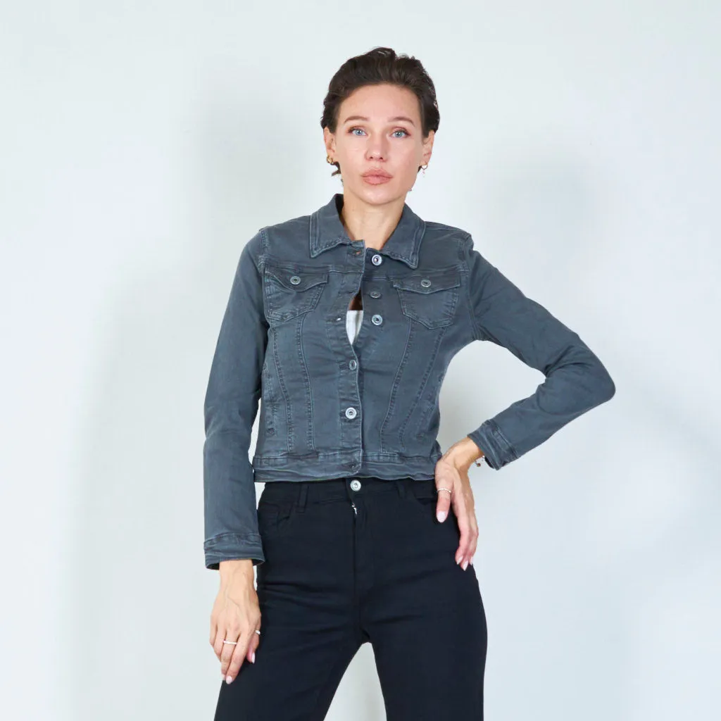 Modern fit cropped denim jacket wholesale