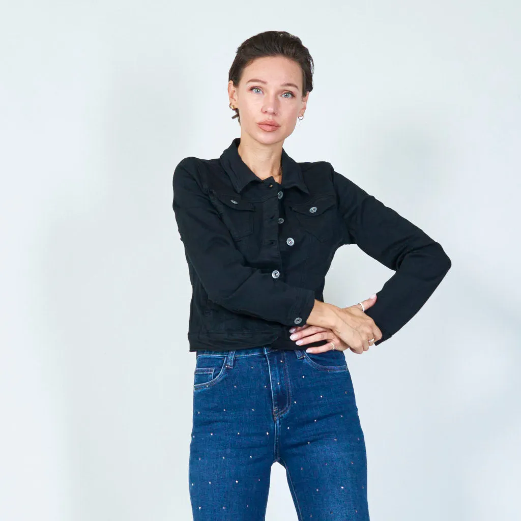 Modern fit cropped denim jacket wholesale