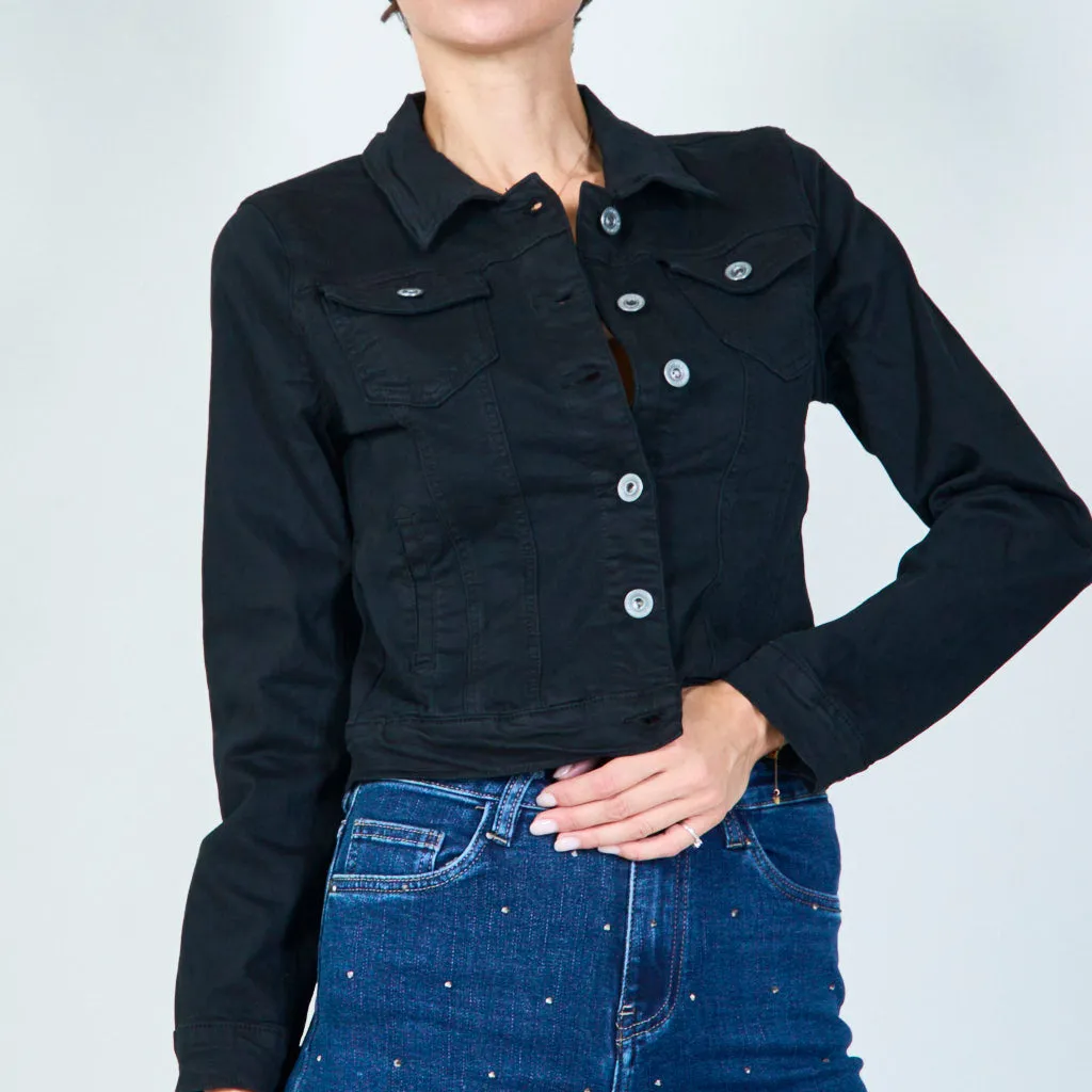 Modern fit cropped denim jacket wholesale