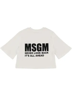 MSGM   Cotton jersey cropped t-shirt 